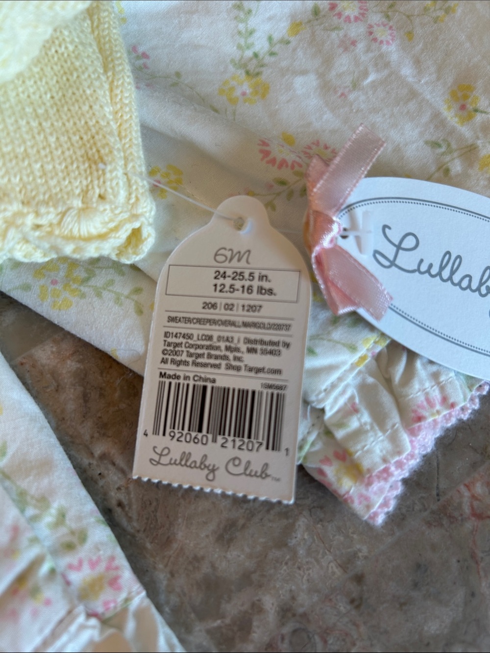 Lullaby Club Yellow Knit Cardi and Floral One-Piece for Baby Girl 6 mo - Picture 8 of 8